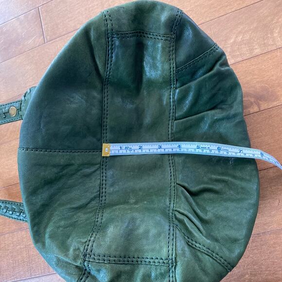 Lucky Brand Olive Green Soft Italian Leather Laced Hobo Tote Book Shoulder Bag - Picture 8 of 12